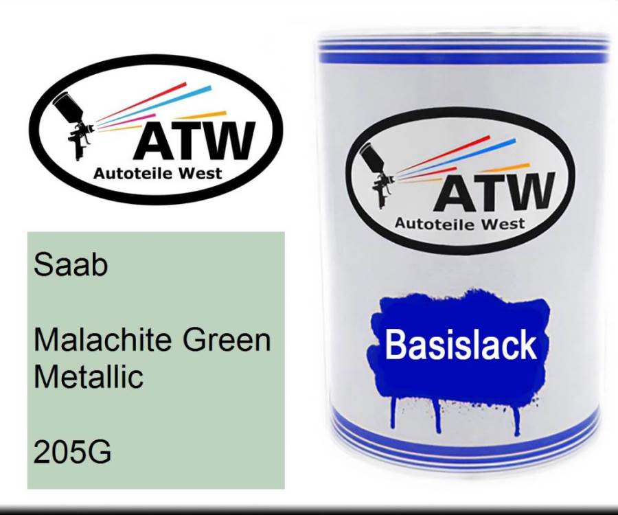 Saab, Malachite Green Metallic, 205G: 500ml Lackdose, von ATW Autoteile West.